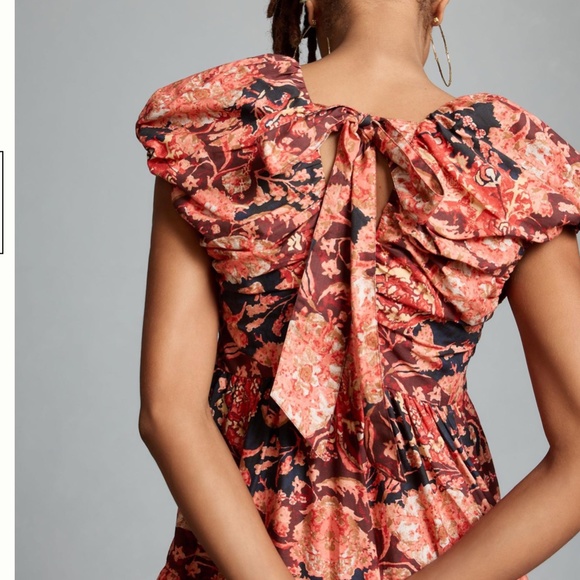 NWT By Anthropologie SIZE 8  Printed V-Neck Babydoll Dress - Picture 3 of 3